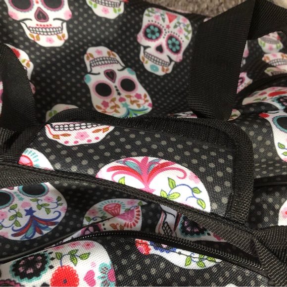 Betsey Johnson sugar skull rolling weekender - Picture 2 of 5